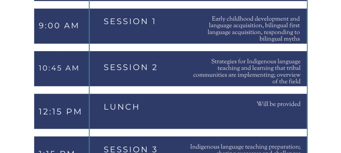 Agenda for Indigenous early childhood and language revitalization workshop