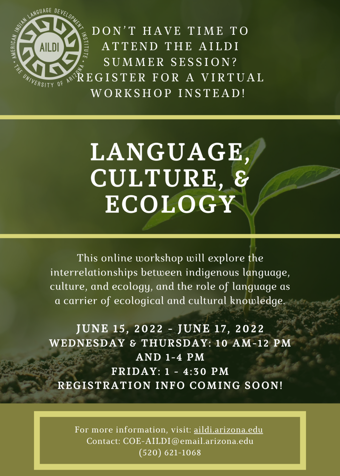 Language, Culture & Ecology Workshop poster