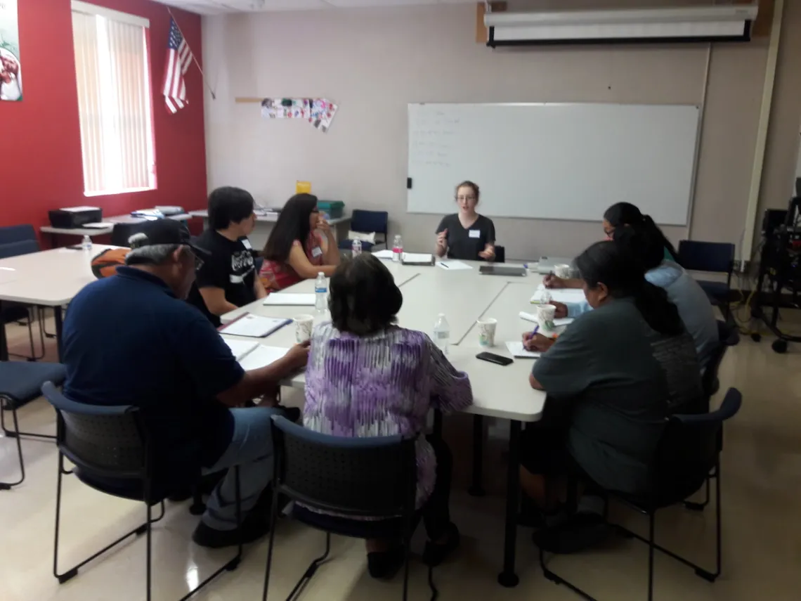 people setting around the table